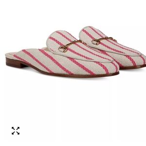 Sam Edelman Women's Linnie Bit Slip Striped Pink and Cream Mules